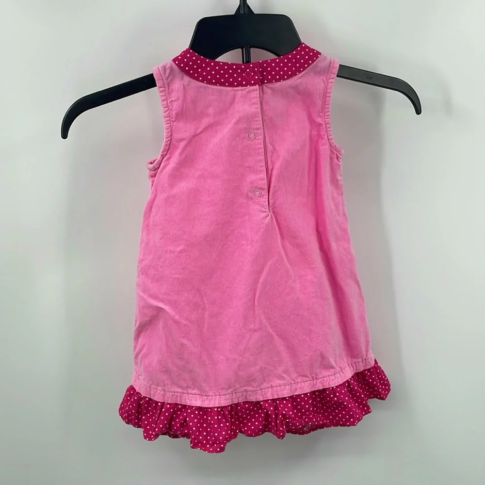 Gymboree pink elephant polka dot corduroy jumper dress Size 18 24 months